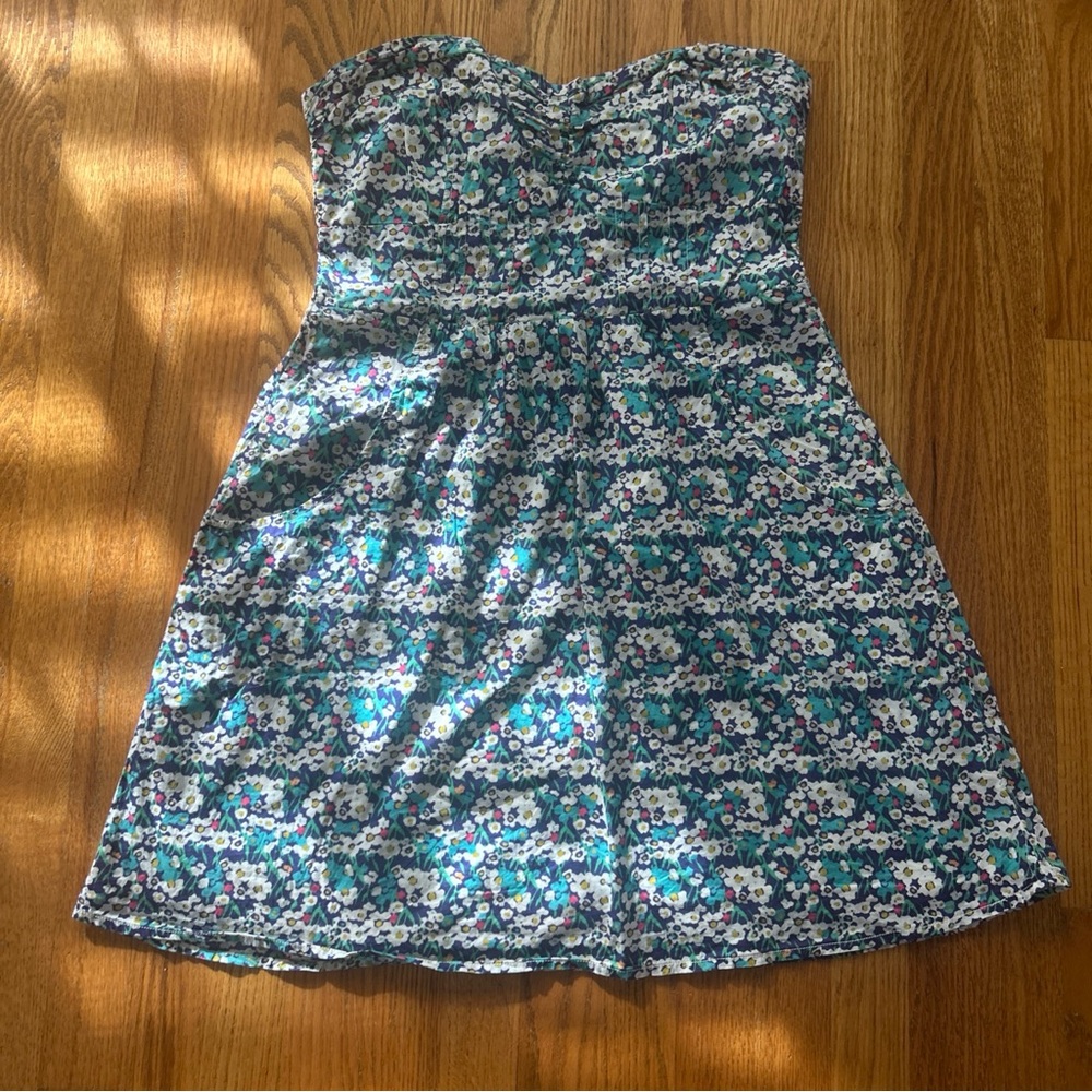 American Eagle Outfitters Y2K 2009 Floral Strapless Mini Dress Boho‎